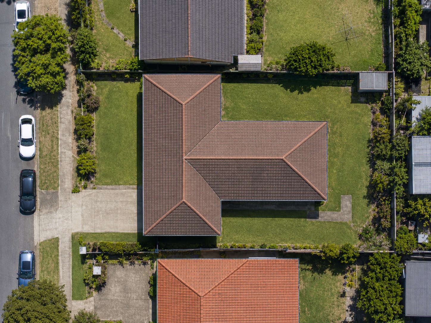 Example aerial of a tiled suburban roof